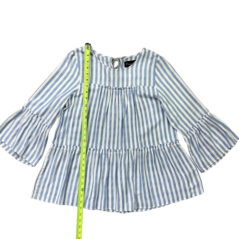 NEW WITH TAGS! Blue & White Striped Tiered Ruffle Tunic Top | Small - Picture 3 of 7